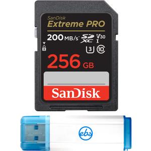 SanDisk 256GB Extreme Pro SD Card SDXC UHS-I Card for Sony Alpha a7C, a6600, a6100, a6400 Camera (SDSDXXD-256G-GN4IN) Video Class 10 Bundle with 1 Everything But Stromboli 3.0 Micro & SD Card Reader