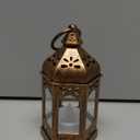 LLQ 12Pcs Mini Lantern with LED Tea Light, Garden Fairy Party Decorations, Battery Included, Vintage Lanterns Decorative, Hanging Candle Lanterns for Halloween Christmas Wedding Table Centerpiece (Bronze)