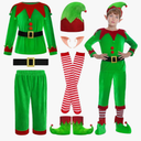 Christmas Elf Costume for Boys - 6PCS Santa's Helper Costume - Velvet Elf Outfit Set for Kids Christmas Party, Sma