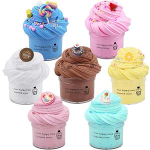 7 Pack Cake Butter Slime Kits, Soft and Non-Sticky Slime Kit Party Favors for Girls and Boys