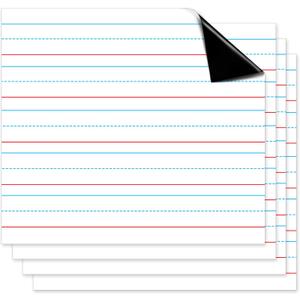 Patelai 4 Pcs Jumbo Magnetic Notebook Paper Large Magnetic Handwriting Lined 22 x 17 Inch Dry Erase Sentence Strips for Whiteboard Accessories Dry Erase Notebook Poster for Teacher