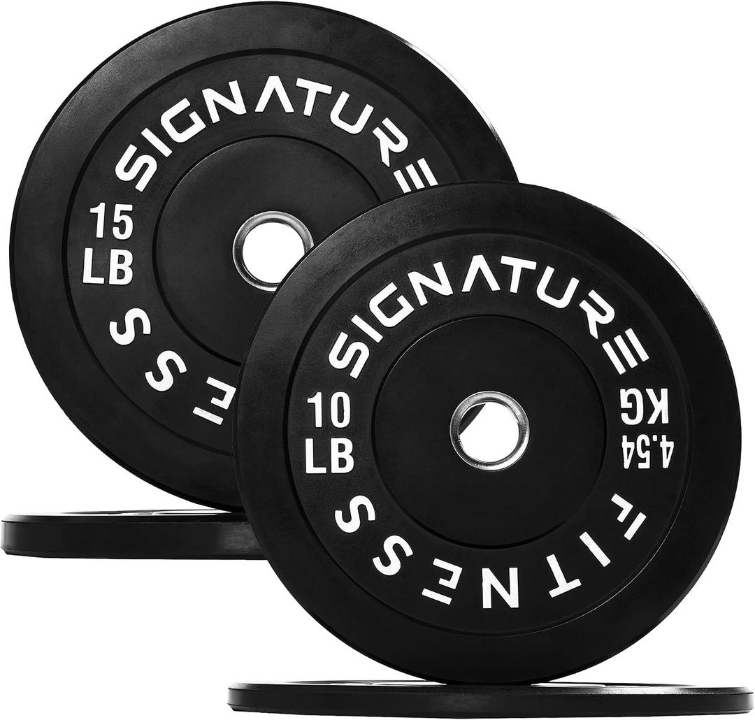 Signature Olympic Bumper Plates Set, 10Lb Weight Plates for Strength Training & Weightlifting, Paris or Set or Set with Barbell, Multiple Options