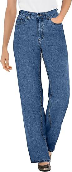 Woman Within Plus Size Perfect Relaxed All-Cotton Denim Five-Pocket Jeans,M