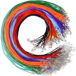 Selizo 100Pcs Satin Silk Necklace Cord with Lobster Clasp and Extension Chain