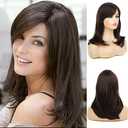 Baruisi Long Layered Brown Wigs for Women Natural Wavy Side Part Synthetic Heat Resistant Hair Wig for Costume and Daily Use 20"