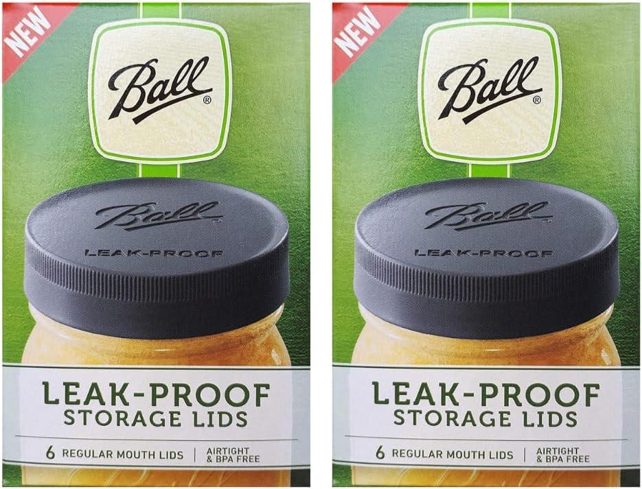 Ball Leak-Proof Plastic Lids for Glass Mason Jars, Used for Canning, Pickling, Juice, Jam, Jelly (Regular, 6 Count (Pack of 2))