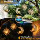 Solar Hanging Sun and Moon Lights Garden Outside Decor,2 Pack Metal Lanterns Outdoor Sunflower Art Decorations for Porch Backyard Patio Wall Tree,Unique Gardening Gifts for Women Mom Grandma