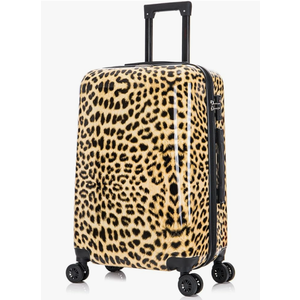 InUSA Cheetah Print Luggage with Spinner Wheels | Durable Lightweight Hardside Suitcase | Travel Bag with Handle and Trolley | 24-Inch Medium Checked luggage