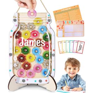 Swooflia Reward Jar Magnetic Star Jar for Kids - Home Donut Custom Star Jar Reward System with Magnetic Chart Classroom, Positive Behavior Potty Training for Girls Boys Incentives
