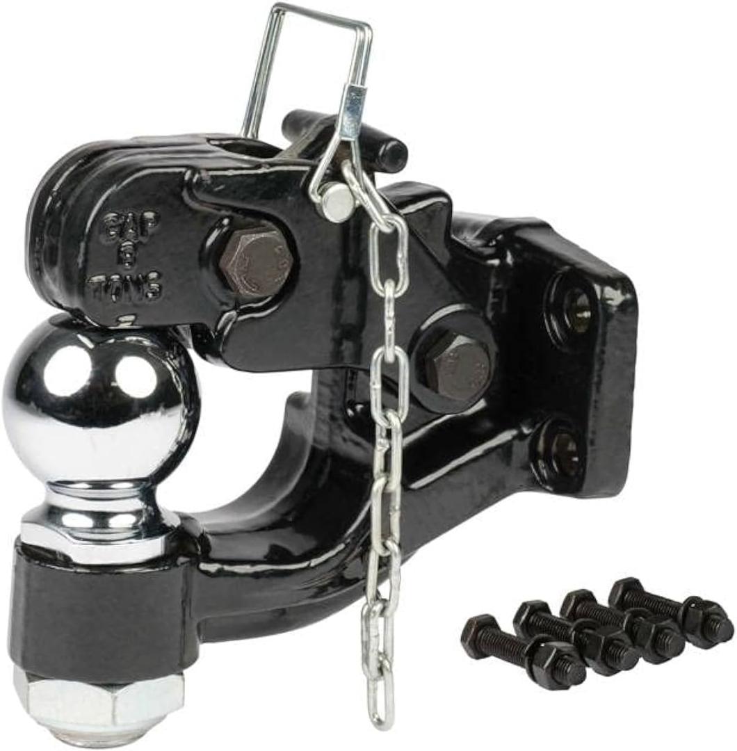 Mytee Products Pintle Hitch with 2-5/16-Inch Trailer Ball, 8 Ton Combination Hitch with Mounting Kit | Bolt On Adjustable Pintle Hook Ball Combo - Powder-Coated, Heavy-Duty