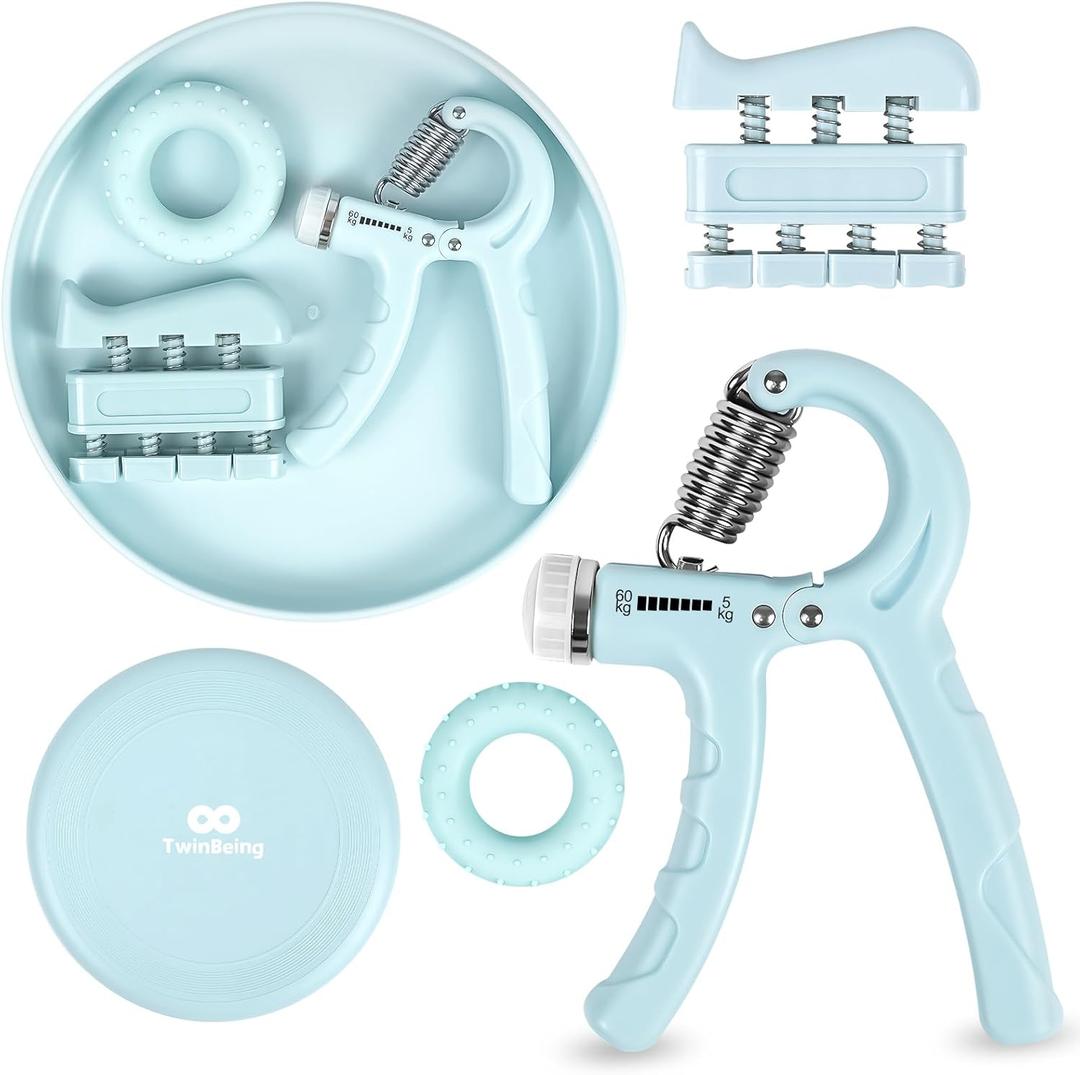 Grip Strengthener Kit & Flying Disc(4 pack) Ideal for Kids, Adults with Adjustable Hand Grip, Finger Exerciser, Hand Strength Ring for Muscle Therapy, Injury Recovery & Stress Relief
