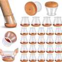PISAO 24 Pcs Chair Leg Floor Protectors, Silicone Chair Leg Protectors Caps Covers for Hardwood Floors, Furniture Pads Sliders with Wrapped Felt Bottom Medium (Fit:0.76"-1.18")