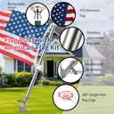 American Flag with Pole, 6FT Flag Pole Holder for Outside House with 3x5 American Flags, Flag Holder with 360 Anti-Tangle Ring, Flag Pole for Outside House