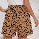 Summer High Waist Wide Leg Elastic Drawstring Shorts with Pockets (S)