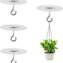 No Drilling Ceiling Hooks Adhesive Ceiling Plant Hooks Sticky Eye Hooks for Hanging Bird Feeders Indoor Outdoor Decoration Hooks(4, Circular)