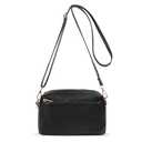 VOROLO Crossbody Bag Small Leather Triple Zip Crossbody Purse Shoulder Bag with Ajustable Strap for Women Matte Black
