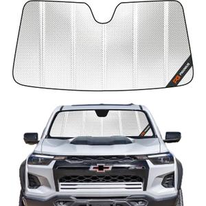 Pigenius Windshield Sun Shade for Chevrolet Colorado 2023-2026; GMC Canyon 2023-2026. Reflective Aluminum Film Front Window Sunshade - BLAZBLOCK