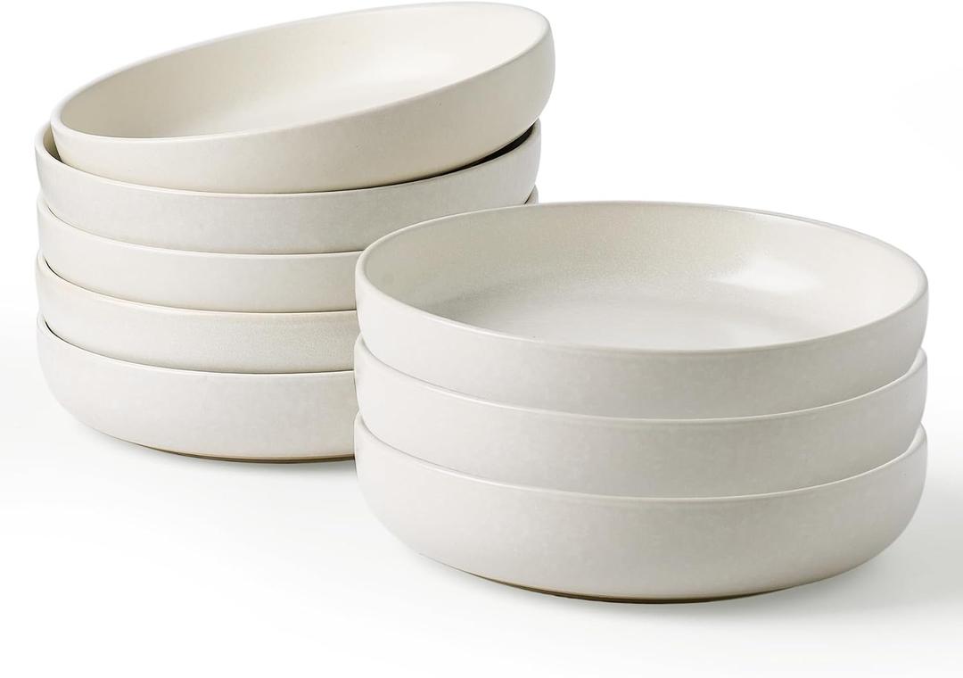 famiware Milkyway 33 oz Pasta Bowls Set of 8, Matte White
