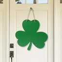 St Patricks Day Door Decorations Wooden Shamrock Hanging Sign for Holiday Farmhouse Home Front Porch and Wall Window Decor