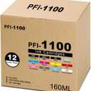 PFI-1100 Ink Tank Replacement for Canon PFI1100 160ML Ink Cartridge for Pro 2000 4000 4000s 6000 6000s Printers, (MB/C/M/Y/GY/R/PM/PC/CO/PBK/BL/PGY)