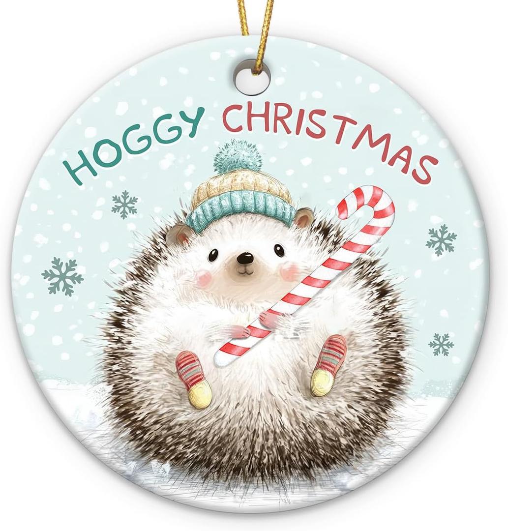 4 x Hedgehog Ornaments 2025 - Cute for Forest Animal Decoration, Animals Ornaments for Christmas Tree Decorations, Animal Lover Gifts, Hedgehog Gifts for Women Men, Friends, Family