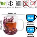 Real Flower Glass Tea Cup, Double Wall Borosilicate Coffee Mug with Preserved Flowers, Clear Aesthetic Floral Glassware, Romantic Gift for Women, Mom, Girlfriend, Mothers Day & Womens Day