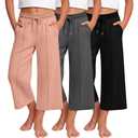 LessonZoo 3 Pack Girls Uniform Capri Pants, 3-Color, 11-12 Years
