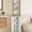 Hzuaneri Corner Cabinet, Tall Bathroom Corner Cabinet with Doors, Narrow Storage Cabinets with Adjustable Shelves, Bathroom Organizers and Storage for Small Space, White BC30003X, 7.9"D x 7.9"W x 66.9"H