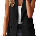 2025 Women's Summer Sleeveless Vest Tops Lightweight Fully-Lined Fashion Casual Work Office Blazers with Pockets (X-Large, 1-black)