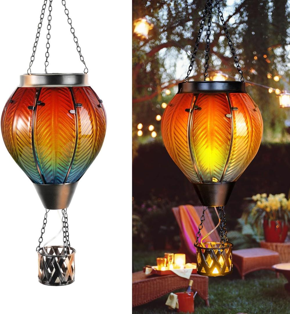 Hot Air Balloon Solar Lantern, Solar Powered Hot Air Balloon Lights Outdoor Hanging Solar Lanterns Waterproof for Garden Porch Yard Patio Pathway Decorations