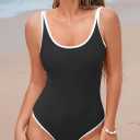 Zando One Piece Swimsuit Women Tummy Control Bathing Suit for Womens One Piece Swimsuits Sexy Swim Suits for Women 2025, Small, Black/ White 