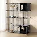 Cat Enclosure Indoor with Litter Box, 4-Tier Metal Wire Cat Cage, DIY Detachable Design for Cats, Kittens & Small Animals, Multi-Level Kennel