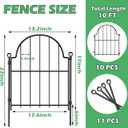 Blingluck Garden Fence, 22 in(H) x 10.83 ft(L) Arched Rustproof Metal No Dig Fence Garden Fence Border, Ground Stake Animal Barrier Fence for Rabbit Dog, Outdoor Decor for Yard & Patio