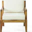 Merax Outdoor Patio Club Chairs,1 Pc,Acacia Wood Frame Conversation Set with Cushion for Porch Backyard,Classic Style