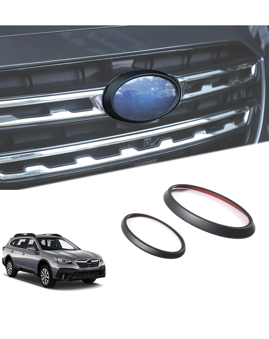 Front Rear Logo Decoration Made Of ABS Front Grille Logo Trim Back Badge Decoration Cover 2Pcs (Matte Black)