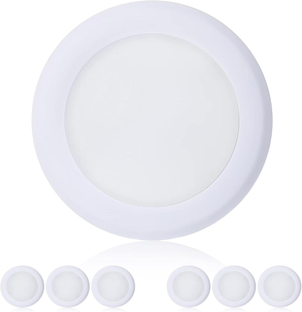 TOPELER 6Pack Dimmable LED Surface Mount Downlight, 15W 1000Lm Low Profile Ceiling Light Fixture, 5000K Daylight, Installs with Junction Box or Recessed Can, ETL-Listed