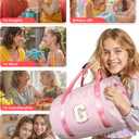 Gift for Grandkids, Girls Travel Duffle Bag, Kids Initial Overnight Bags with Shoe Compartment, Personalized Weekender Bag with Makeup Pouch, 10 Year Old Girl Birthday Gifts (Letter R)