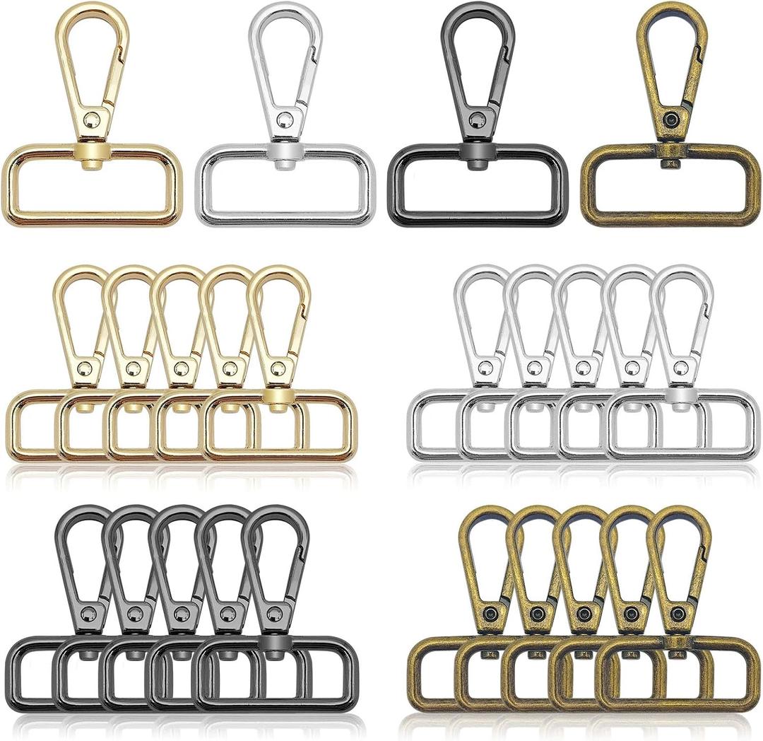 24Pcs Swivel Clasps 1.25" D Ring Lobster Clasp Claw for Strap Push Gate Lanyard Metal Swivel Snap Hooks Lobster Clasp Clips for DIY Keychain Jewelry Crafts Purse Bag Making(3.2cm Inside Diameter)