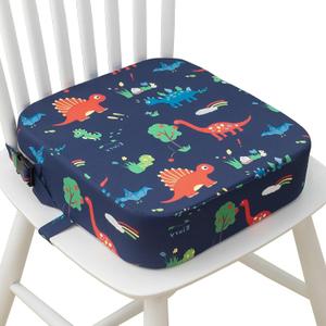 Toddler Booster Seat for Dining Table, Portable Kids Booster Seat with Safety Buckles Portable Increasing Booster Cushion with Non-Slip Bottom (Blue Dinosaur)
