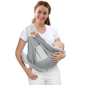 Baby Sling Carrier Newborn, Adjustable Easy Wearing Baby Nursing Warp Sling, New Mom Dad Soft Cotton Baby Front Holder Carrier for Infant Toddler Life Travel Essential Gifts (Mesh Grey)