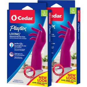 Playtex Living Rubber Cleaning Gloves, Premium Protection Reusable Household Gloves, Large (2 Pairs)