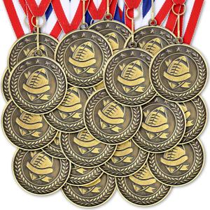 Ecally 21 Pcs Flag Football Medals 2'' Football Award Medals with Neck Ribbons Cheer Sport Team Trophy for Students Competition Party Participation Winner Prize Gift Favors