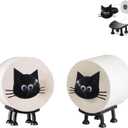 Cat Toilet Paper Holder - Funny Animal Paper Towel Holder for Bathroom Decor, Self Standing Unique 3D Printed with Durable Resin, 2pcs (Black Cat Two)