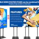 2Pack Poster Stand for Display, Heavy Duty Floor Standing Sign Holder, Double-Sided Poster Board Stand, Adjustable Height Up to 80 inch, Outdoor Banner Stand for Board & Foam Display, Black