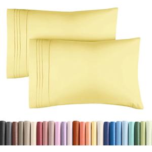 Standard Pillow Cases Set of 2 - Ultra-Soft Hotel Quality Pillowcase Covers - Comfy & Wrinkle Free - Stain and Fade Resistant - Machine Washable Pillow Protectors - 2 Piece Set - Standard Yellow