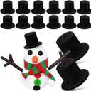 Milisten Black Mini Formal Hats, 15pcs Miniature Hats Black Snowman Hatt 2.4cm Mini Doll Hatt for DIY Craft Projects Hair Accessories Christmas Decoration Party Ornaments, 2.40X2.40X1.70CM