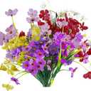 12PCS Artificial Flowers Outdoor,Fake Flowers,Faux Flowers,Faux Artificial Plants Shrubs Bulk,Artificial Plants for Home Garden Wedding Farmhouse Porch Window Decoration (Mix 6 Colors)