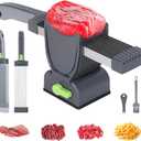 Fresh Meat Slicer, Thickness Adjustable 2 or 4 mm, 17 IN 1 Stainless Steel Cleaver Kitchen Knife For Slicing Shredding, Manual Meat Cutter Jerky Slicer for Beef Pork Salmon Jerky (Dark Gray)