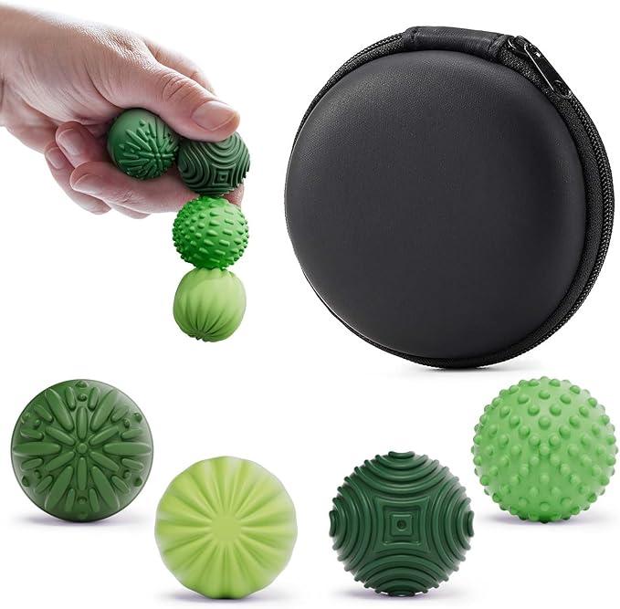 luckdoor Silicone Magnetic Balls Fidget Toys for Adults & Teens,4PCS Stress Relief Sensory Toys for Autism ADHD Anxiety,Fun Textures Gadgets,Office Desk Toy,Stocking Stuffers for Women Men Teen Gift Avocado Green