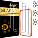Ailun 3 Pack Screen Protector for iPhone 16 Pro Max [6.9 inch] + 3 Pack Camera Lens Protector with Installation Frame,Sensor Protection,Dynamic Island Compatible,Case Friendly Tempered Glass Film